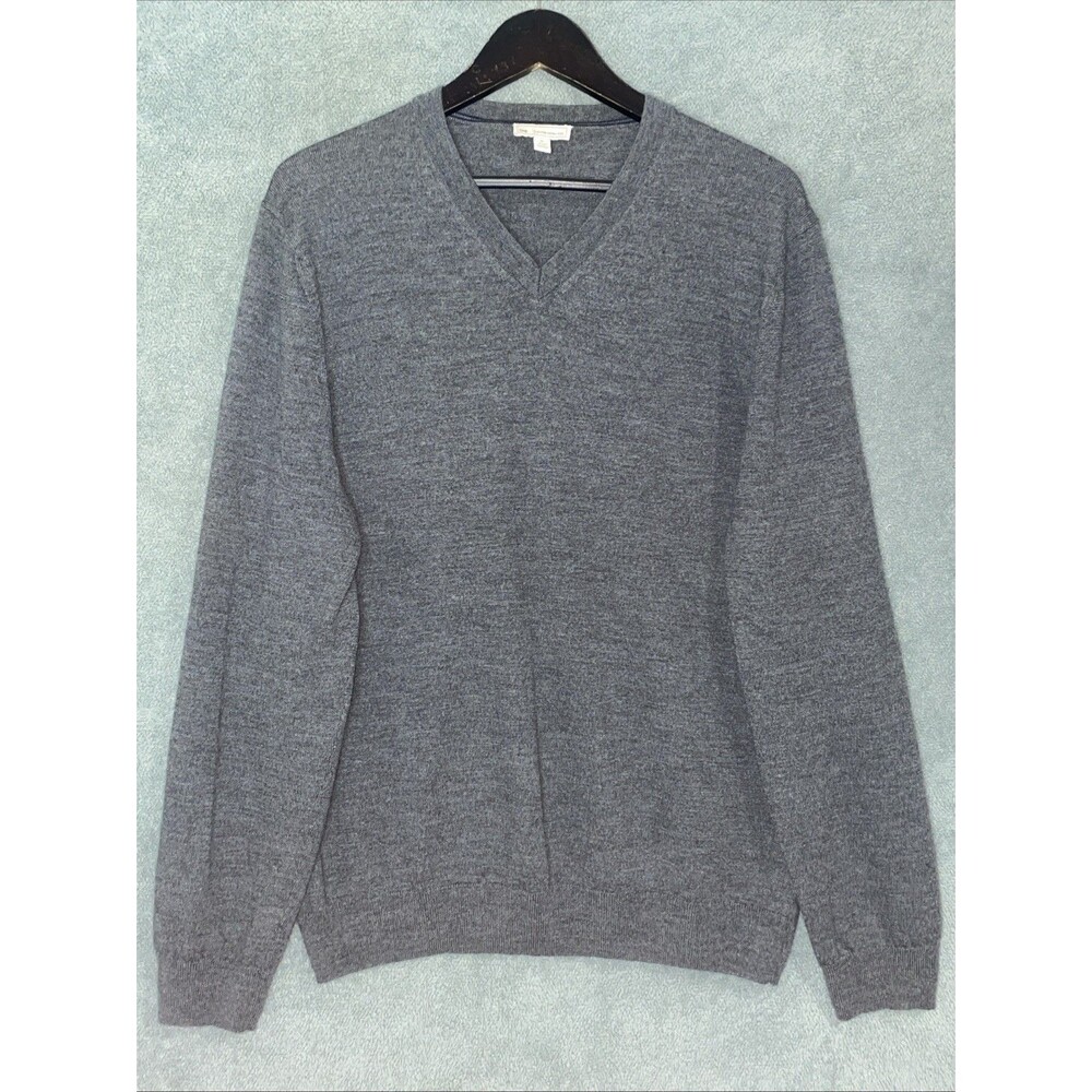 Gap Mens Sweater XL Grey Merino Wool Pullover Slim Preppy Academia‎ Professor